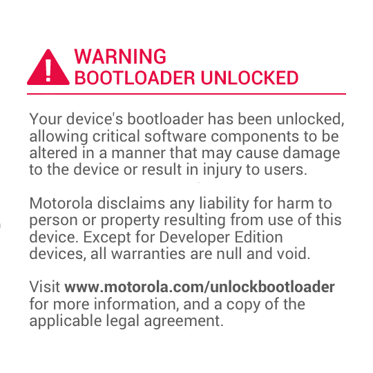 Warning Motorola Moto G4 Play (Harpia) Bootloader Unlocked