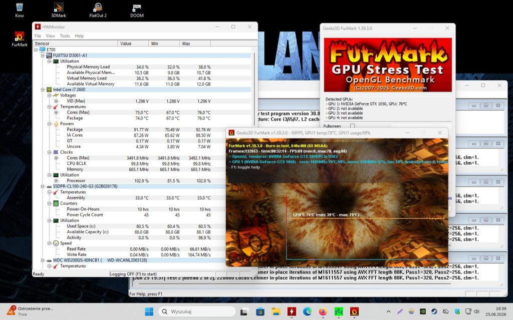 Hard test - Prime95 + FurMark